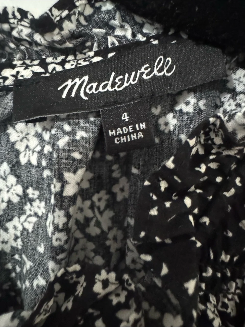 Madewell Black and White Floral Print Dress sz 4